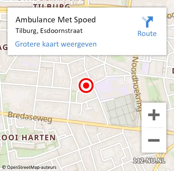 Locatie op kaart van de 112 melding: Ambulance Met Spoed Naar Tilburg, Esdoornstraat op 9 oktober 2017 04:08