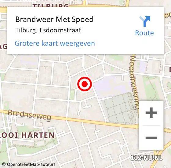 Locatie op kaart van de 112 melding: Brandweer Met Spoed Naar Tilburg, Esdoornstraat op 9 oktober 2017 04:49