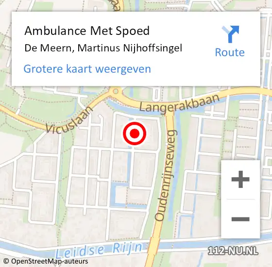 Locatie op kaart van de 112 melding: Ambulance Met Spoed Naar De Meern, Martinus Nijhoffsingel op 9 oktober 2017 06:27