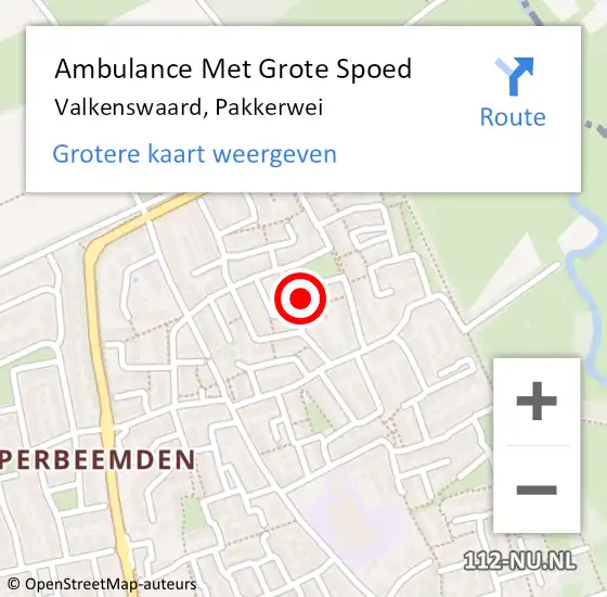 Locatie op kaart van de 112 melding: Ambulance Met Grote Spoed Naar Valkenswaard, Pakkerwei op 9 oktober 2017 06:37