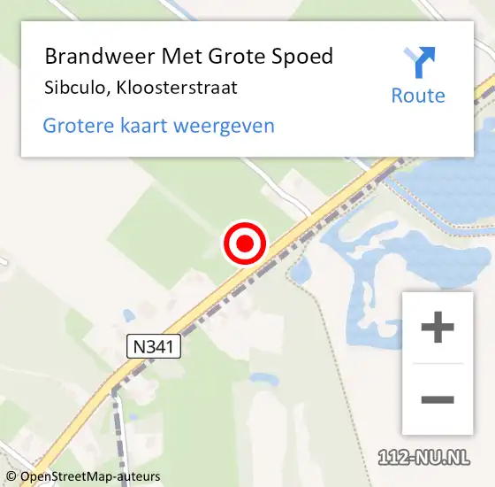 Locatie op kaart van de 112 melding: Brandweer Met Grote Spoed Naar Sibculo, Kloosterstraat op 9 oktober 2017 06:44