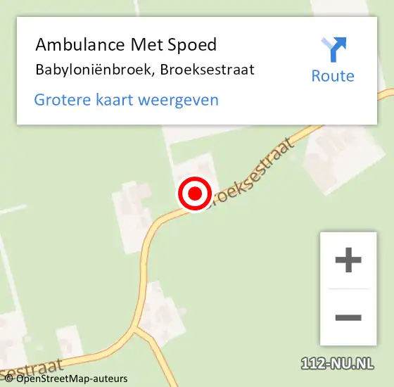 Locatie op kaart van de 112 melding: Ambulance Met Spoed Naar Babyloniënbroek, Broeksestraat op 9 oktober 2017 07:31