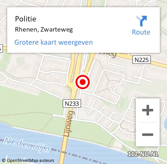 Locatie op kaart van de 112 melding: Politie Rhenen, Zwarteweg op 9 oktober 2017 07:41