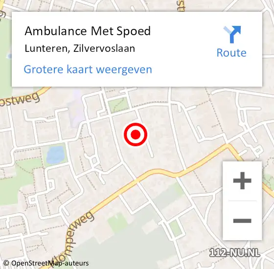 Locatie op kaart van de 112 melding: Ambulance Met Spoed Naar Lunteren, Zilvervoslaan op 9 oktober 2017 08:11