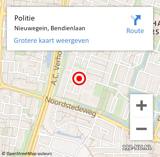 Locatie op kaart van de 112 melding: Politie Nieuwegein, Bendienlaan op 9 oktober 2017 08:20