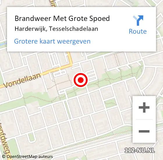 Locatie op kaart van de 112 melding: Brandweer Met Grote Spoed Naar Harderwijk, Tesselschadelaan op 9 oktober 2017 08:28