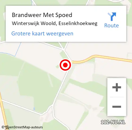 Locatie op kaart van de 112 melding: Brandweer Met Spoed Naar Winterswijk Woold, Esselinkhoekweg op 9 oktober 2017 08:32