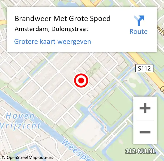 Locatie op kaart van de 112 melding: Brandweer Met Grote Spoed Naar Amsterdam, Dulongstraat op 9 oktober 2017 09:22