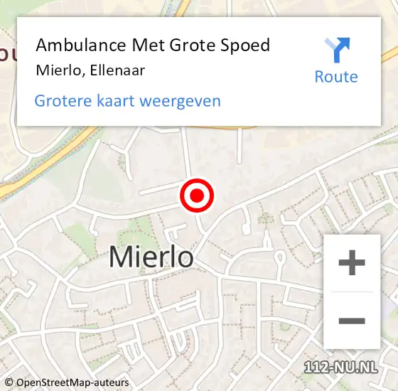 Locatie op kaart van de 112 melding: Ambulance Met Grote Spoed Naar Mierlo, Ellenaar op 9 oktober 2017 09:29