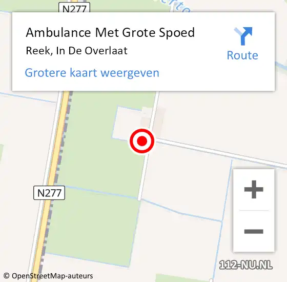 Locatie op kaart van de 112 melding: Ambulance Met Grote Spoed Naar Reek, In De Overlaat op 9 oktober 2017 09:53