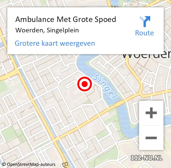 Locatie op kaart van de 112 melding: Ambulance Met Grote Spoed Naar Woerden, Singelplein op 9 oktober 2017 10:17