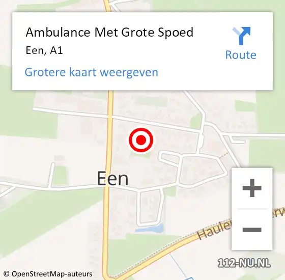 Locatie op kaart van de 112 melding: Ambulance Met Grote Spoed Naar Een, A1 op 9 oktober 2017 10:38