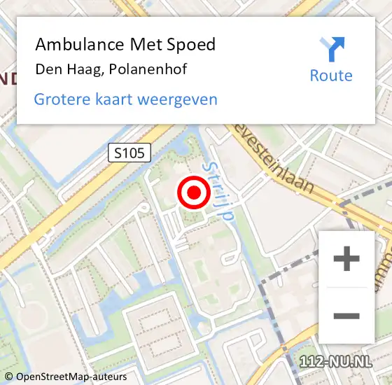 Locatie op kaart van de 112 melding: Ambulance Met Spoed Naar Den Haag, Polanenhof op 9 oktober 2017 10:39
