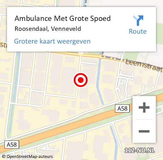 Locatie op kaart van de 112 melding: Ambulance Met Grote Spoed Naar Roosendaal, Venneveld op 9 oktober 2017 11:20