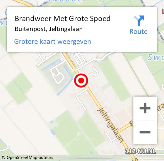 Locatie op kaart van de 112 melding: Brandweer Met Grote Spoed Naar Buitenpost, Jeltingalaan op 9 oktober 2017 11:23