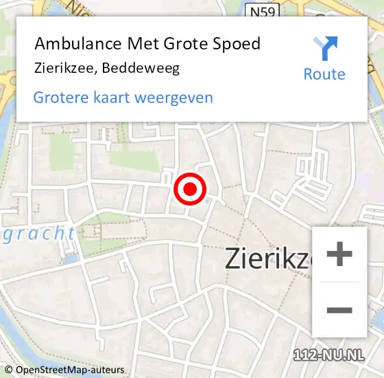 Locatie op kaart van de 112 melding: Ambulance Met Grote Spoed Naar Zierikzee, Beddeweeg op 3 februari 2014 16:34