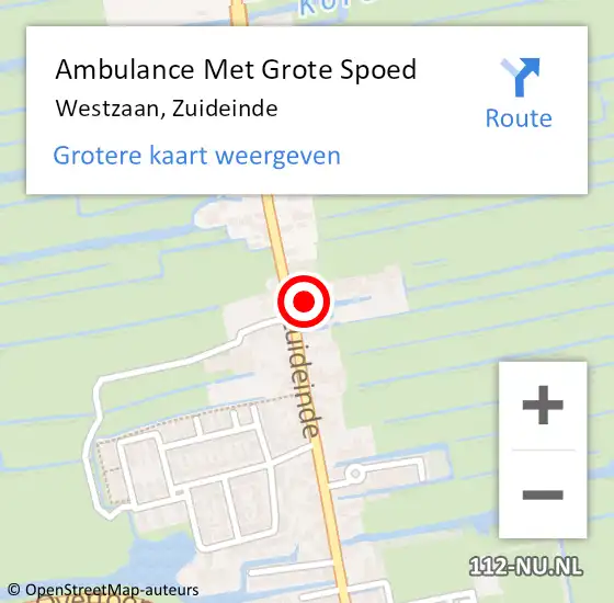 Locatie op kaart van de 112 melding: Ambulance Met Grote Spoed Naar Westzaan, Zuideinde op 9 oktober 2017 12:01