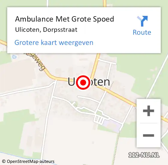 Locatie op kaart van de 112 melding: Ambulance Met Grote Spoed Naar Ulicoten, Dorpsstraat op 9 oktober 2017 12:23