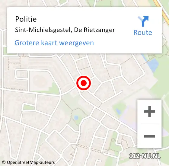 Locatie op kaart van de 112 melding: Politie Sint-Michielsgestel, De Rietzanger op 9 oktober 2017 13:01