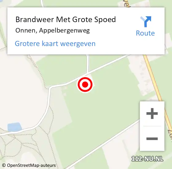 Locatie op kaart van de 112 melding: Brandweer Met Grote Spoed Naar Onnen, Appelbergenweg op 9 oktober 2017 13:02