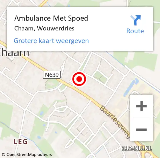 Locatie op kaart van de 112 melding: Ambulance Met Spoed Naar Chaam, Wouwerdries op 9 oktober 2017 13:16