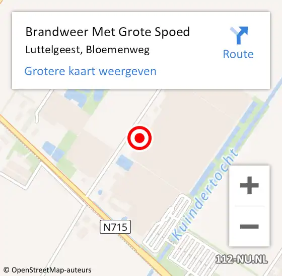 Locatie op kaart van de 112 melding: Brandweer Met Grote Spoed Naar Luttelgeest, Bloemenweg op 9 oktober 2017 13:32