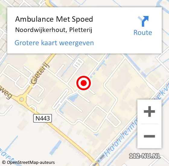 Locatie op kaart van de 112 melding: Ambulance Met Spoed Naar Noordwijkerhout, Pletterij op 9 oktober 2017 14:10