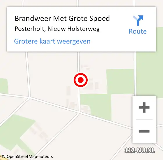 Locatie op kaart van de 112 melding: Brandweer Met Grote Spoed Naar Posterholt, Nieuw Holsterweg op 9 oktober 2017 14:23