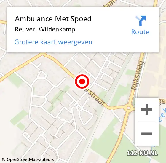 Locatie op kaart van de 112 melding: Ambulance Met Spoed Naar Reuver, Wildenkamp op 9 oktober 2017 15:12