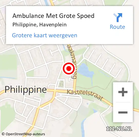 Locatie op kaart van de 112 melding: Ambulance Met Grote Spoed Naar Philippine, Havenplein op 9 oktober 2017 15:36