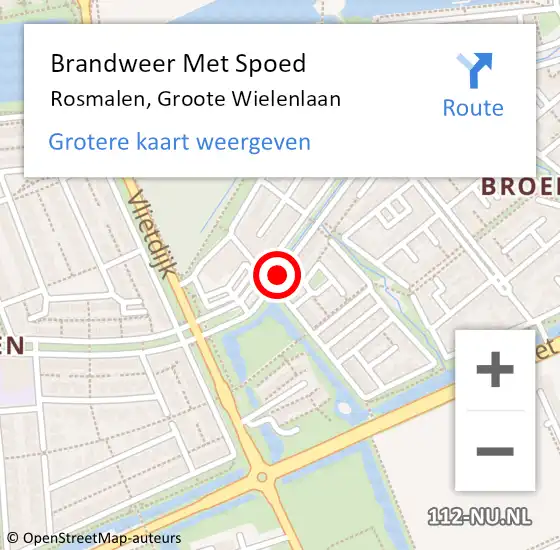 Locatie op kaart van de 112 melding: Brandweer Met Spoed Naar Rosmalen, Groote Wielenlaan op 9 oktober 2017 15:54