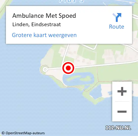 Locatie op kaart van de 112 melding: Ambulance Met Spoed Naar Linden, Eindsestraat op 9 oktober 2017 16:16