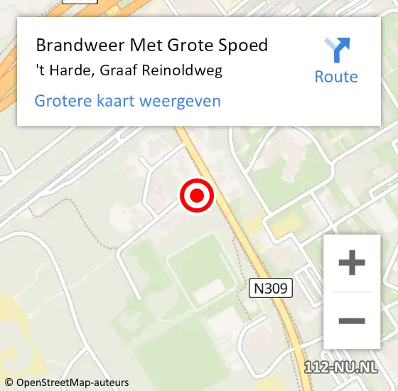 Locatie op kaart van de 112 melding: Brandweer Met Grote Spoed Naar 't Harde, Graaf Reinoldweg op 9 oktober 2017 16:34