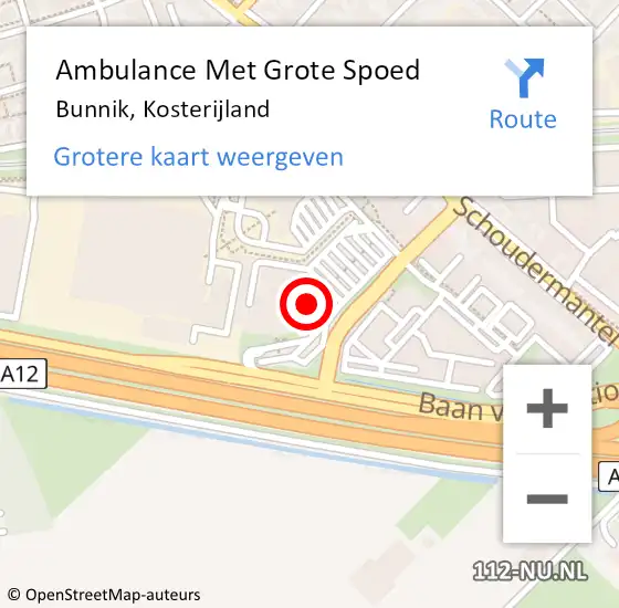 Locatie op kaart van de 112 melding: Ambulance Met Grote Spoed Naar Bunnik, Kosterijland op 9 oktober 2017 16:38