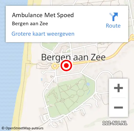 Locatie op kaart van de 112 melding: Ambulance Met Spoed Naar Bergen aan Zee op 9 oktober 2017 16:57