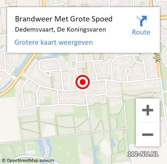 Locatie op kaart van de 112 melding: Brandweer Met Grote Spoed Naar Dedemsvaart, De Koningsvaren op 9 oktober 2017 17:21