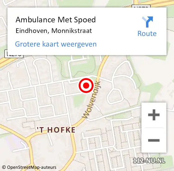 Locatie op kaart van de 112 melding: Ambulance Met Spoed Naar Eindhoven, Monnikstraat op 9 oktober 2017 17:38