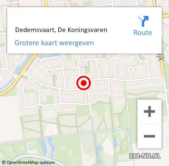 Locatie op kaart van de 112 melding:  Dedemsvaart, De Koningsvaren op 9 oktober 2017 18:00