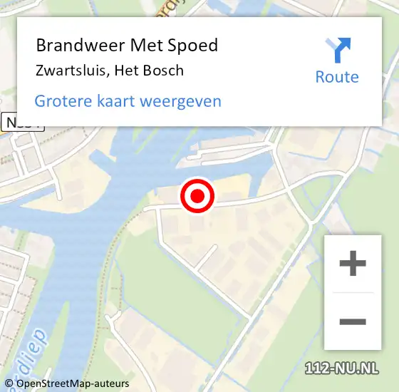 Locatie op kaart van de 112 melding: Brandweer Met Spoed Naar Zwartsluis, Het Bosch op 9 oktober 2017 19:07