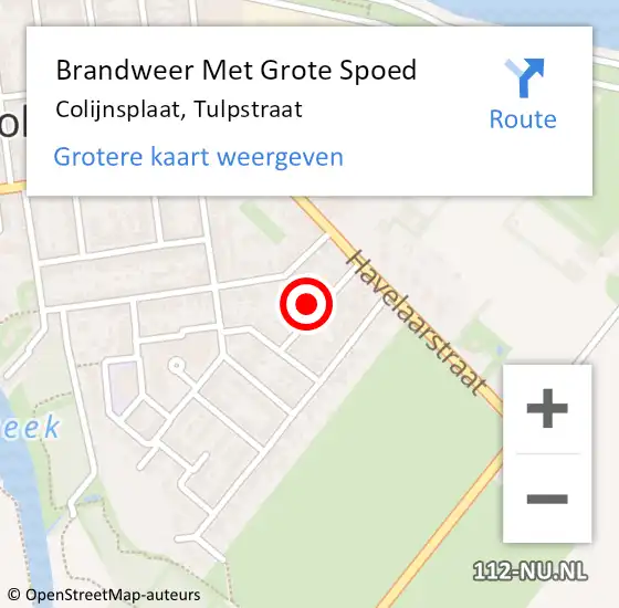 Locatie op kaart van de 112 melding: Brandweer Met Grote Spoed Naar Colijnsplaat, Tulpstraat op 9 oktober 2017 19:29