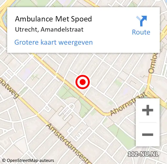 Locatie op kaart van de 112 melding: Ambulance Met Spoed Naar Utrecht, Amandelstraat op 9 oktober 2017 19:35