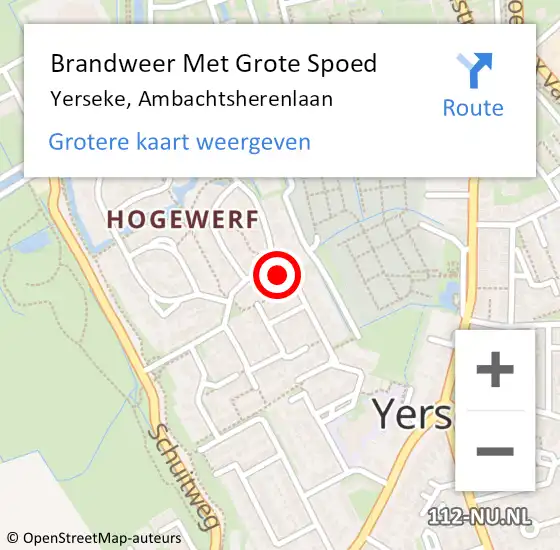 Locatie op kaart van de 112 melding: Brandweer Met Grote Spoed Naar Yerseke, Ambachtsherenlaan op 9 oktober 2017 20:03