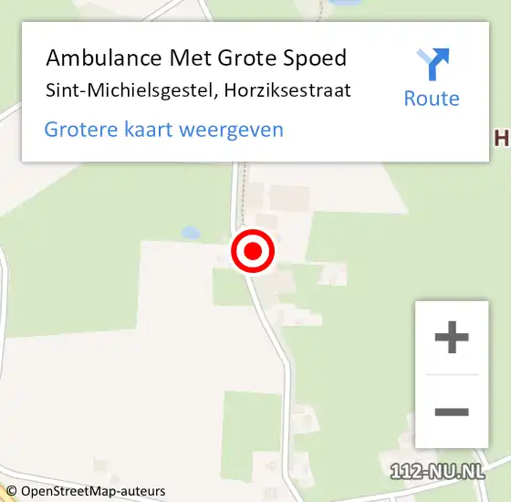 Locatie op kaart van de 112 melding: Ambulance Met Grote Spoed Naar Sint-Michielsgestel, Horziksestraat op 9 oktober 2017 20:06