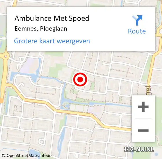 Locatie op kaart van de 112 melding: Ambulance Met Spoed Naar Eemnes, Ploeglaan op 9 oktober 2017 20:41