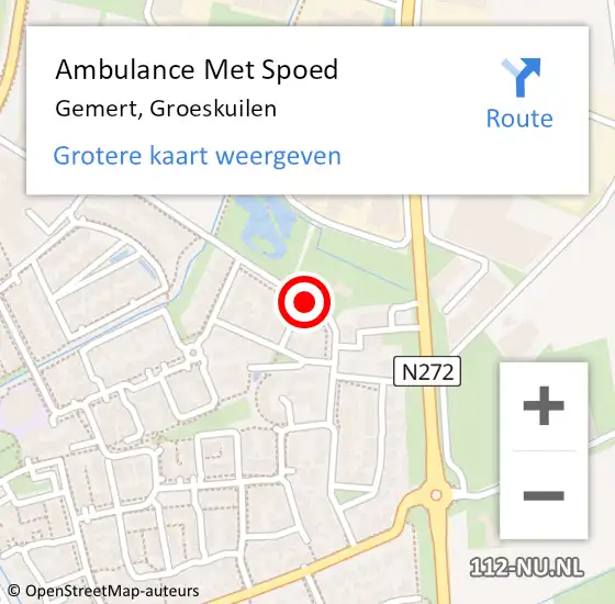 Locatie op kaart van de 112 melding: Ambulance Met Spoed Naar Gemert, Groeskuilen op 9 oktober 2017 21:12