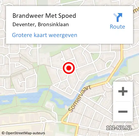 Locatie op kaart van de 112 melding: Brandweer Met Spoed Naar Deventer, Bronsinklaan op 9 oktober 2017 21:24