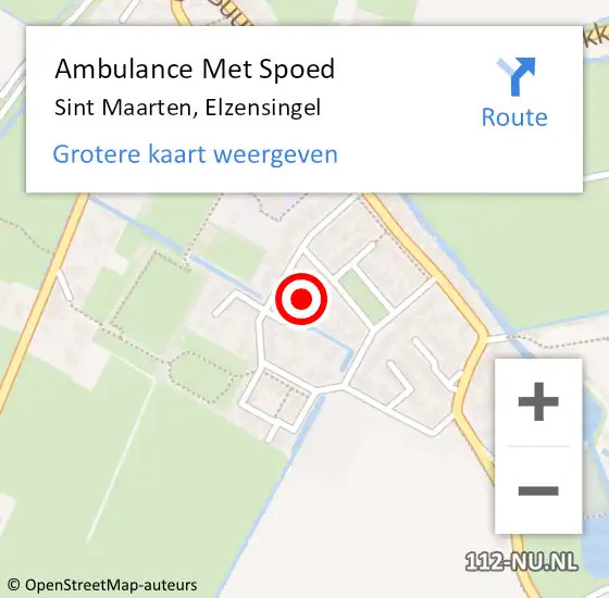 Locatie op kaart van de 112 melding: Ambulance Met Spoed Naar Sint Maarten, Elzensingel op 9 oktober 2017 22:53