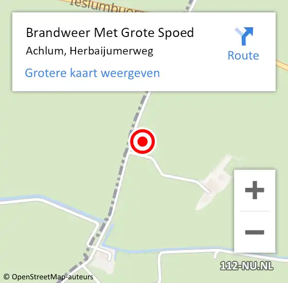 Locatie op kaart van de 112 melding: Brandweer Met Grote Spoed Naar Achlum, Herbaijumerweg op 9 oktober 2017 23:26