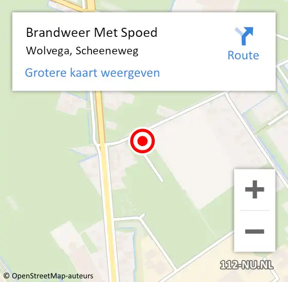 Locatie op kaart van de 112 melding: Brandweer Met Spoed Naar Wolvega, Scheeneweg op 10 oktober 2017 00:06