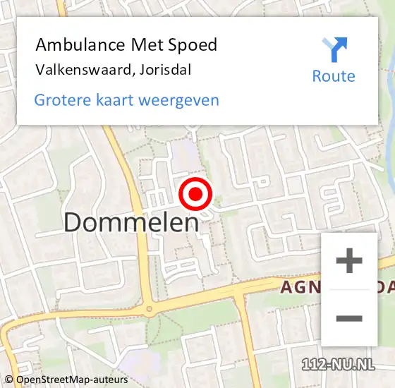 Locatie op kaart van de 112 melding: Ambulance Met Spoed Naar Valkenswaard, Jorisdal op 10 oktober 2017 00:11